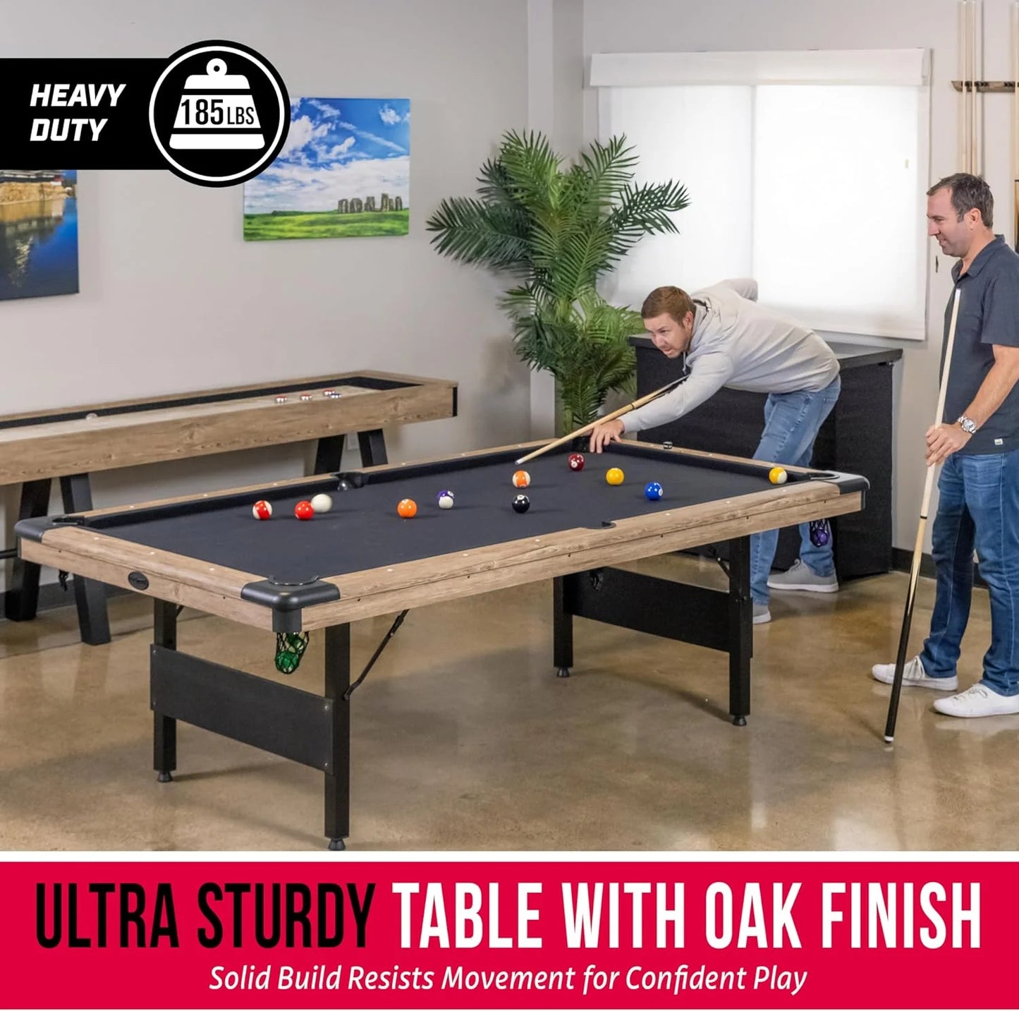 GoSports 6, 7, or 8 ft Billiards Tables - No Assembly, Choose Your Color - Portable Pool Table Includes Full Set of Balls, 2 Cue Sticks, Chalk and Felt Brush