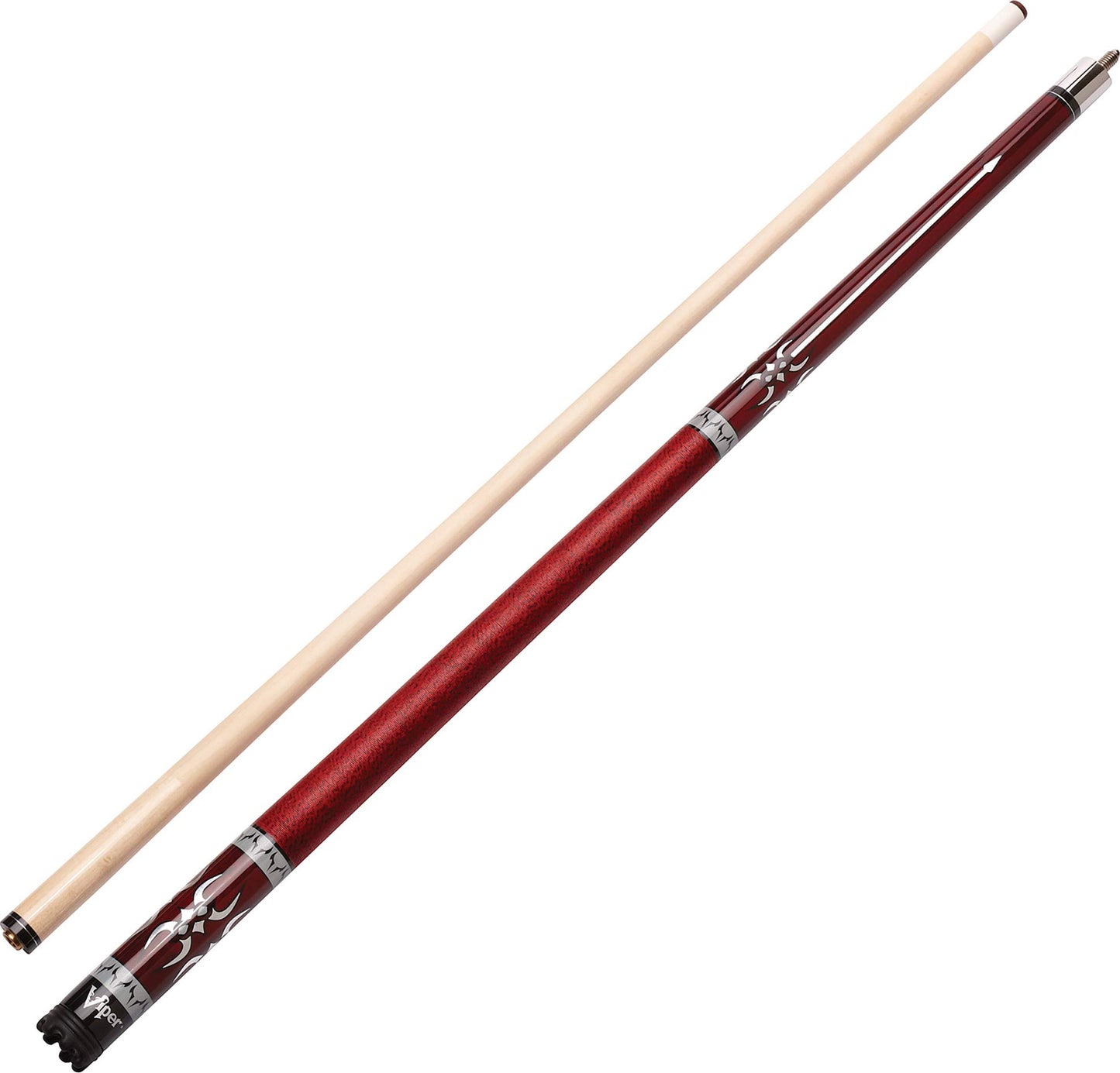 Viper Sinister 58" 2-Piece Billiard/Pool Cue, Burgundy with Pearlized Inlay