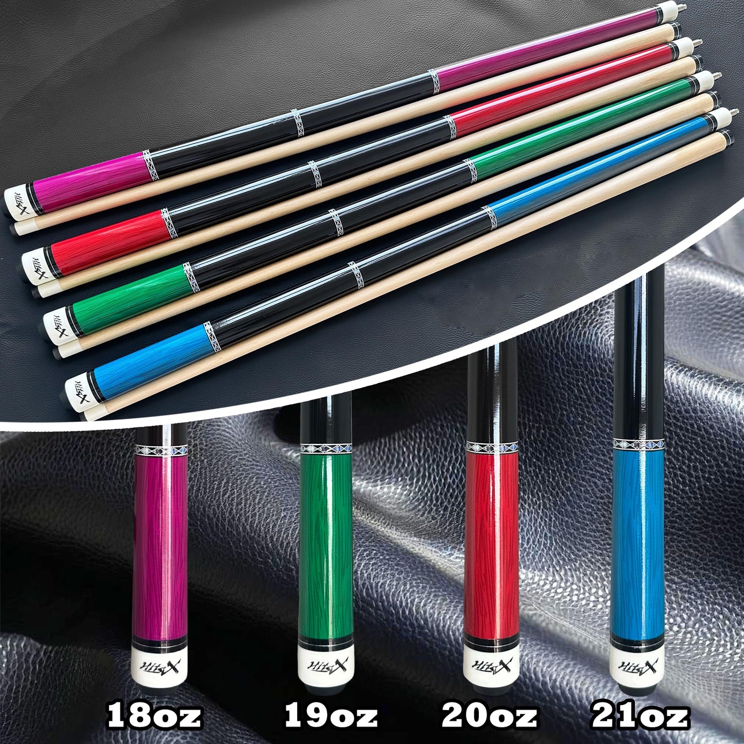 Tai ba cues Pool Cue Set of 4 Pool Cue Stick (18oz-21oz), 13mm Tip, 58", Hardwood Billiard, Professional Billiard Pool Cue Stick