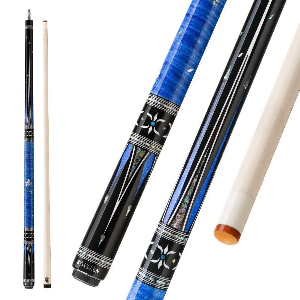 KONLLEN KL-KB Low Deflection Maple Billiards Cue Pool Cue Stick Real Wood Abalone Shell Inlay Wrapless 12.5mm Tip