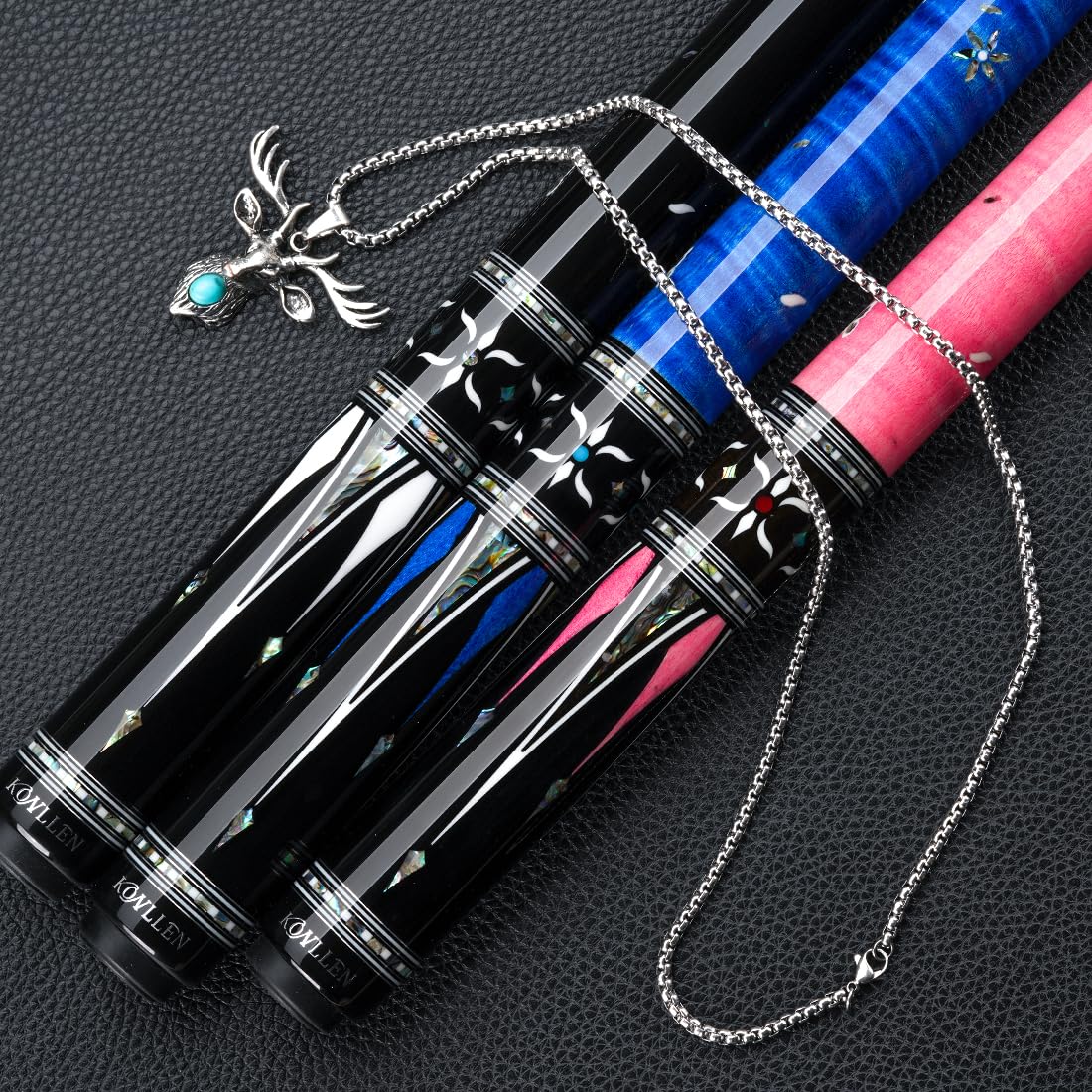 KONLLEN KL-KB Low Deflection Maple Billiards Cue Pool Cue Stick Real Wood Abalone Shell Inlay Wrapless 12.5mm Tip