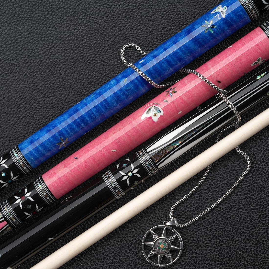 KONLLEN KL-KB Low Deflection Maple Billiards Cue Pool Cue Stick Real Wood Abalone Shell Inlay Wrapless 12.5mm Tip