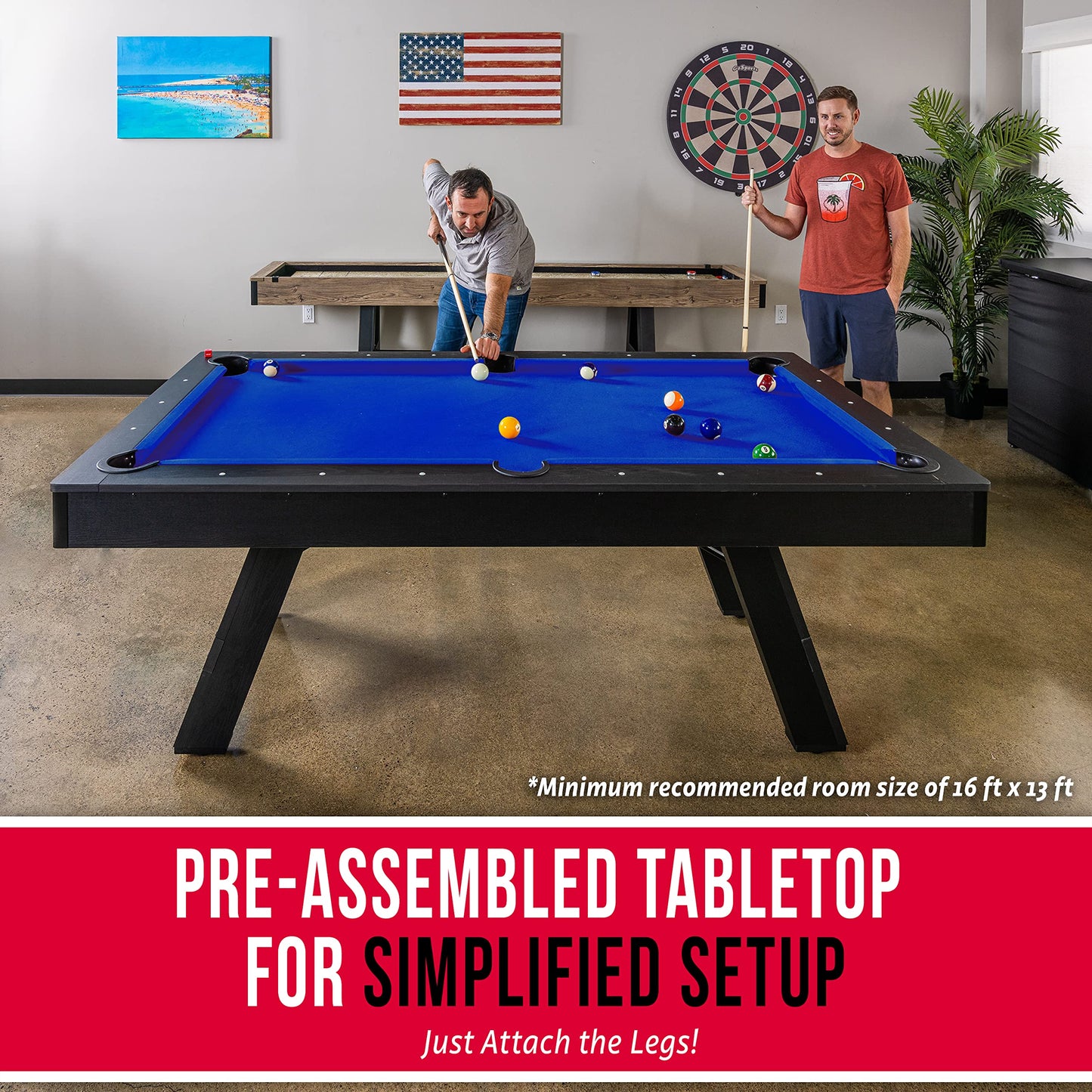 GoSports 7 ft Pool Tables with Wood Finish - Choose Your Style - Modern Billiards Table with 2 Cue Sticks, Balls, Rack, Felt Brush and Chalk