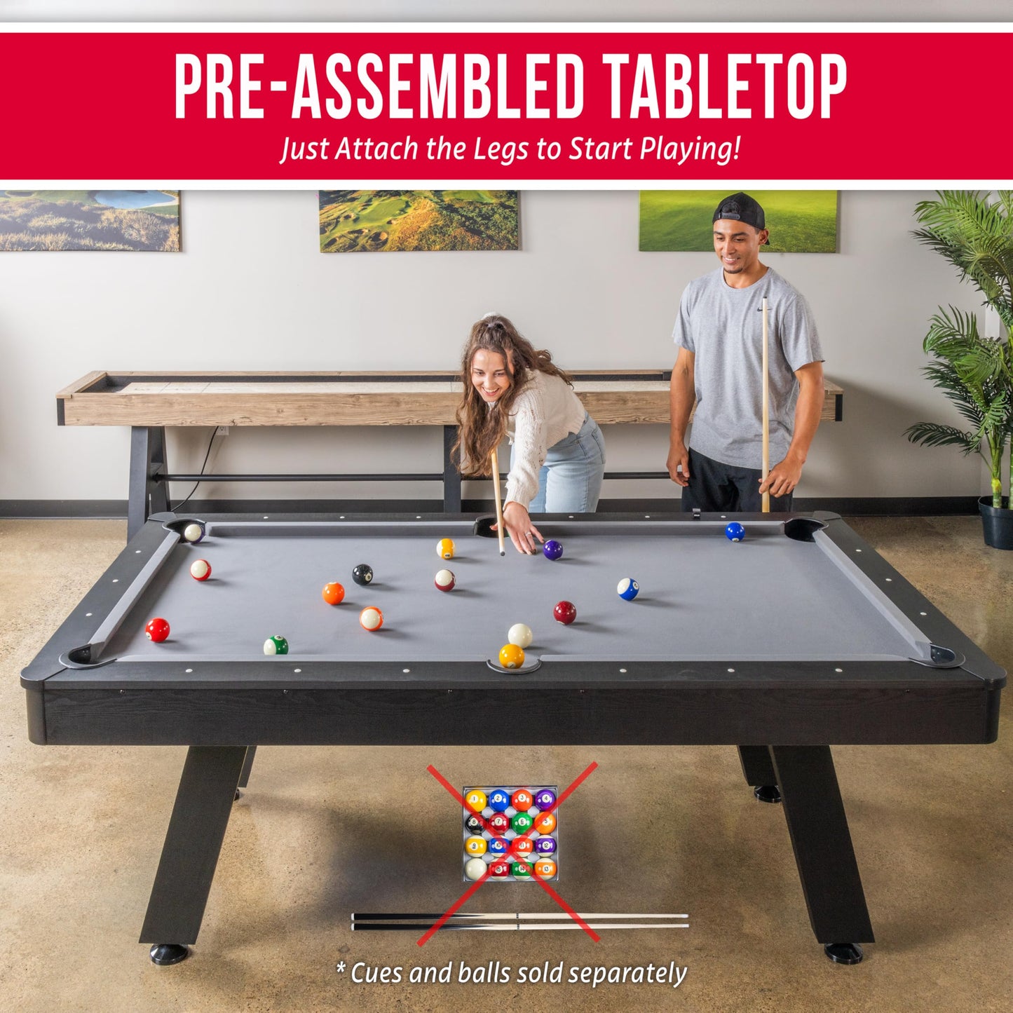GoSports 7 ft Pool Tables with Wood Finish - Gray or Green Felt - Billiards Game Room Table for Adults & Family - Accessories Not Included
