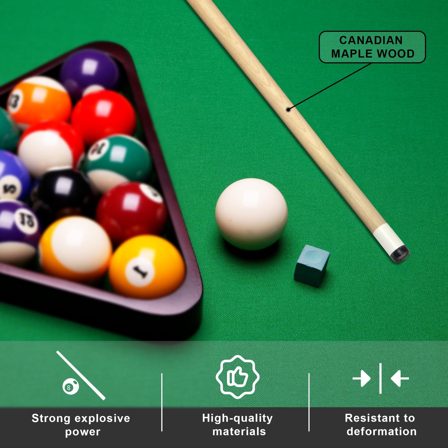 HomeSeason 58 inch Pool Cue Stick Canadian Maple Wood 13mm Tip - 20oz Perfect for Precision Play, Low Deflection Pool Cue for Enhanced Accuracy