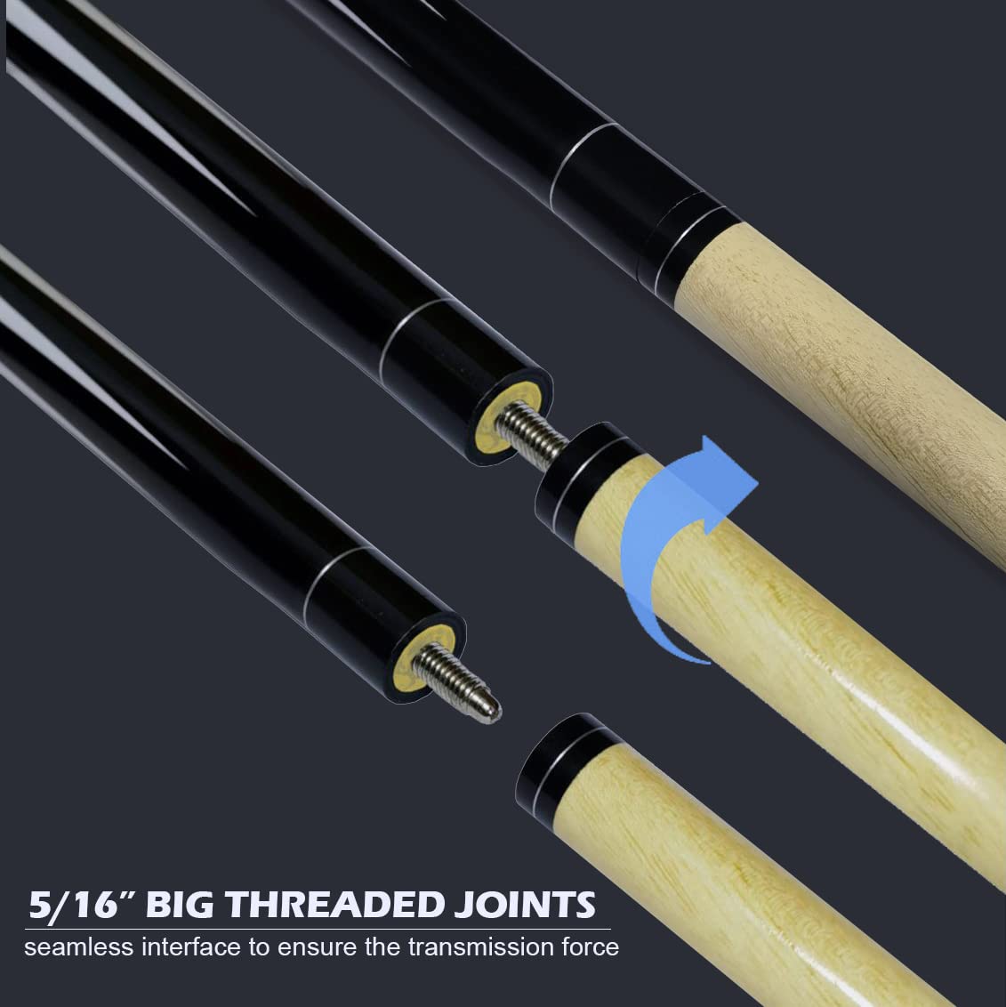 Pool Sticks Set of 4 and Pool Sticks Set of 2 with 13mm Cue Tip 58" Pool Cue with Rubber Anti-Skid Sleeve