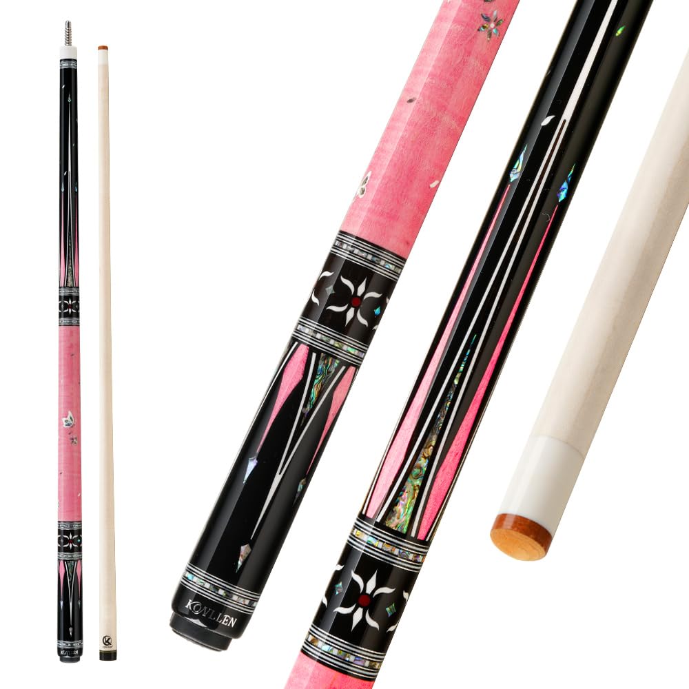 KONLLEN KL-KB Low Deflection Maple Billiards Cue Pool Cue Stick Real Wood Abalone Shell Inlay Wrapless 12.5mm Tip