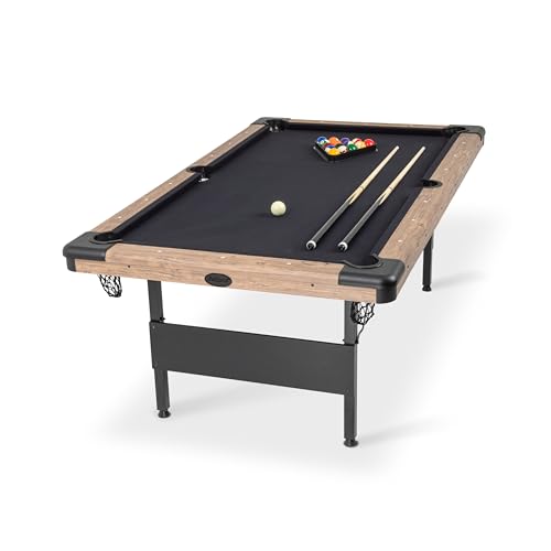 GoSports 6, 7, or 8 ft Billiards Tables - No Assembly, Choose Your Color - Portable Pool Table Includes Full Set of Balls, 2 Cue Sticks, Chalk and Felt Brush