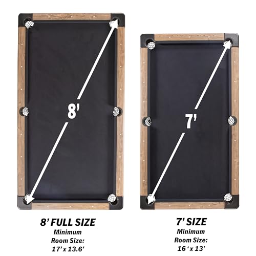 GoSports 6, 7, or 8 ft Billiards Tables - No Assembly, Choose Your Color - Portable Pool Table Includes Full Set of Balls, 2 Cue Sticks, Chalk and Felt Brush