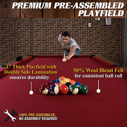 Barrington Billiards Multiple Styles Pool Table, Preassembled Playfields with Complete Billiard Accessory Sets, Perfect for Family Game Rooms