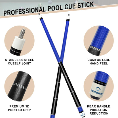 HomeSeason 58 inch Pool Cue Stick Canadian Maple Wood 13mm Tip - 20oz Perfect for Precision Play, Low Deflection Pool Cue for Enhanced Accuracy