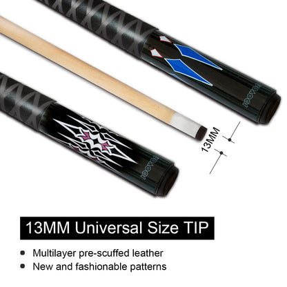 Pool Sticks Set of 4 and Pool Sticks Set of 2 with 13mm Cue Tip 58" Pool Cue with Rubber Anti-Skid Sleeve