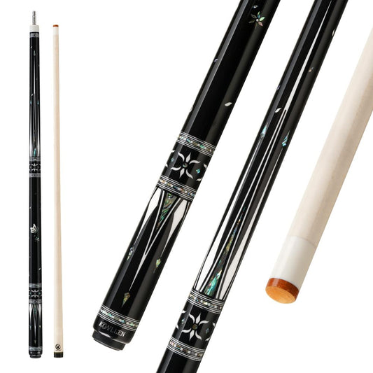KONLLEN KL-KB Low Deflection Maple Billiards Cue Pool Cue Stick Real Wood Abalone Shell Inlay Wrapless 12.5mm Tip